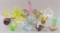 Fortynine Assorted Colored and Colorless Art Glass Brides Baskets