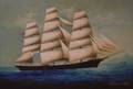 American School 19th Century Portrait of an American Ship in Coastal Waters