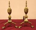 Pair of Brass Steeple Motif Andirons