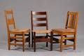 Three Arts  Crafts Wood Side Chairs