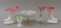 Five Victorian and Victorianstyle Ruffled Art Glass Table Items