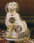 Large chalk spaniel figure mid 19th c