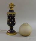 Blue French Oil Lamp with Brass Mounts