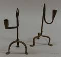 Two Wrought Iron Rush Light Holders