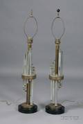 Pair of Art Deco Brass and Glass Table Lamps