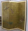 Japanese Painted ThreePanel Floor Screen