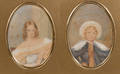 Lot of Two Victorian Portrait Miniatures of Sisters