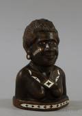 Motherofpearl Inlaid Carved Hardwood Bust