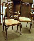 Pair of Queen Anne Style Mahogany Open Armchairs with Upholstered Slip Seats