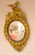 Federalstyle Carved Giltwood Girandole Convex Mirror