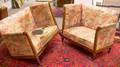 Pair of Continental Neoclassical Upholstered Fruitwood Recamiers