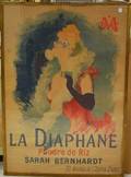 Framed Chaix Lithograph La Diaphane Poudre de Riz Sarah Bernhardt Poster