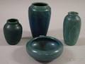 Four Rookwood Pottery Matte Blue Glazed Items