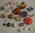 Six Art Glass Paperweights and Seventeen Carved Hardstone and Crystal Ornaments