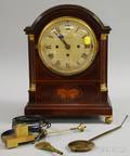 Tiffany  Co Georgianstyle Inlaid Mahogany Chiming Mantel Clock