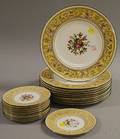 Twenty Wedgwood Yellow Enameled Florentine Pattern Porcelain Plates