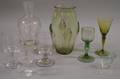Six Pieces of Mostly Colorless Blown Glass Stemware and Two Vases