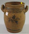 Pennsylvania Ovoid Cobalt Floral and Borderdecorated Stoneware Crock