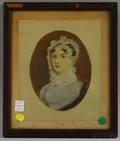 Framed 19th Century Ovalformat Gouache Portrait of Elizabeth S Glover