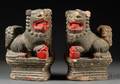 Pair of Pottery Foo Dogs