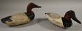Two Carved and Painted Wooden Working Canvasback Duck Decoys