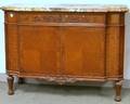 Louis XVIstyle Marbletop Carved and Inlaid Walnut and Walnut Veneer Server