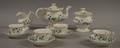 Elevenpiece English Handpainted Floral Decorated Soft Paste Porcelain Tea Service
