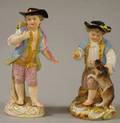 Two Meissen Handpainted Porcelain Figures of Boys