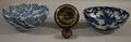 Two Japanese Export Blue and White Decorated Porcelain Bowls and Two Small Cloisonne Table Items