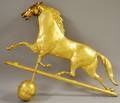Gilt Molded Copper Fullbodied Running Horse Weather Vane with Cast Metal Head