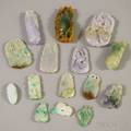 Approximately Fifteen Asian Carved Jade and Stone Pendants