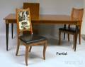Charack Neoclassical Partebonized Mahogany Dining Table and Six Caned and Upholstered Side Chairs