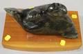 Green Soapstone Seal Sculpture on Stand