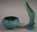 Two Pieces of Van Briggle Matte Blue Glazed Art Pottery