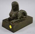 Egyptian Revival Patinated Cast Metal Sphinx Doorstop