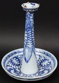 Chinese Blue  White Porcelain Candlestick