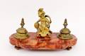 Bronze  Marble Figural Inkstand