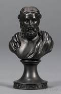 Miniature Wedgwood and Bentley Black Basalt Bust of Aristophanes