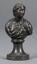 Miniature Wedgwood and Bentley Black Basalt Bust of Ariadne