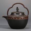 Wedgwood Encaustic Decorated Black Basalt Tea Kettle and Cover