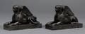 Pair of Wedgwood Black Basalt Winged Sphinx Couchant