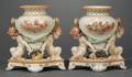 Pair of Wedgwood Lessore Decorated Queens Ware Trentham Vases