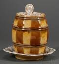 Wedgwood Majolica Barrelform Jar and Dish