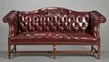 George IIIstyle Tufted Brown Leather Camelback Sofa