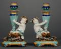 Pair of Wedgwood Majolica Figural Candlesticks