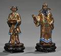 Pair of Chinese Export Goldwashed and Enamelaccented Silver Figures
