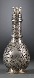 Chinese Export Silver and Colorless Glass Fourpart Decanter