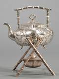 Chinese Export Silver Kettle on Stand