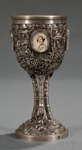 Chinese Export Silver Goblet Mounted with Portrait Miniatures