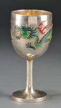 Chinese Export Silver and Cloisonne Enameled Goblet